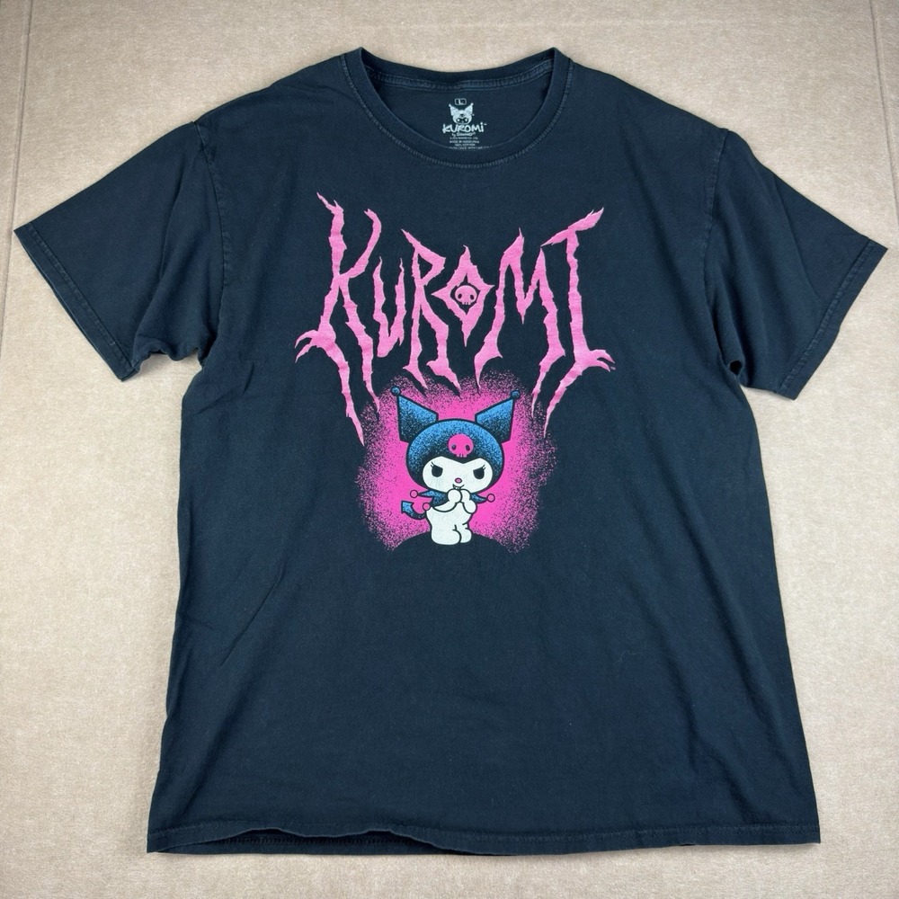 Kuromi Sanrio‎ Gothic T-Shirt Women's L Black Pink Cute Graphic Anime Tee Japan